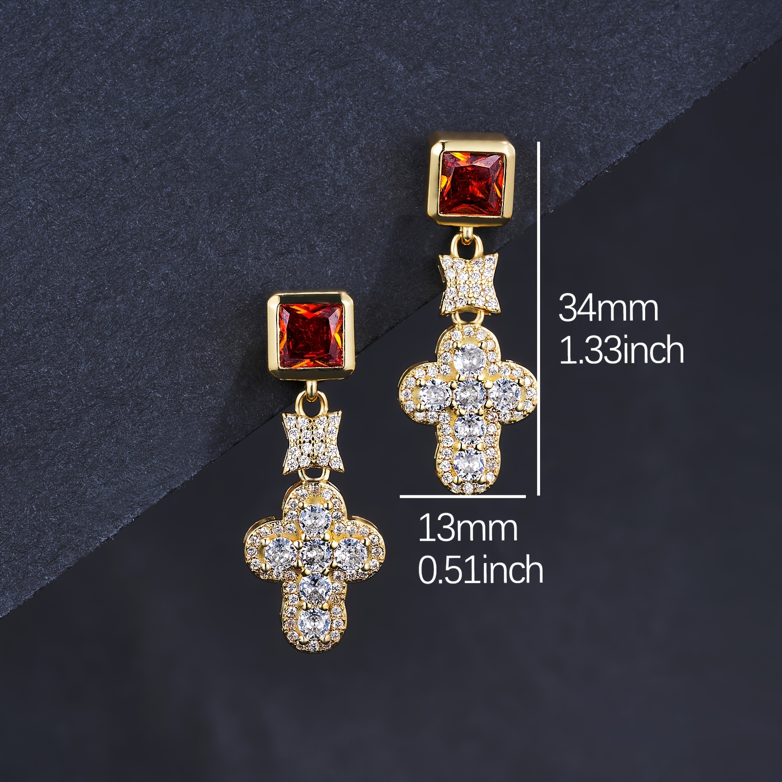 Men's Hip Hop Star Cross Ear Piercing Earrings